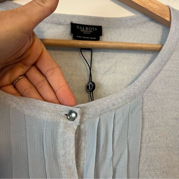 Talbots Italian Merino Wool Sweater Cardigan NEW Plus Size 2X Silk Trim - Picture 4 of 7